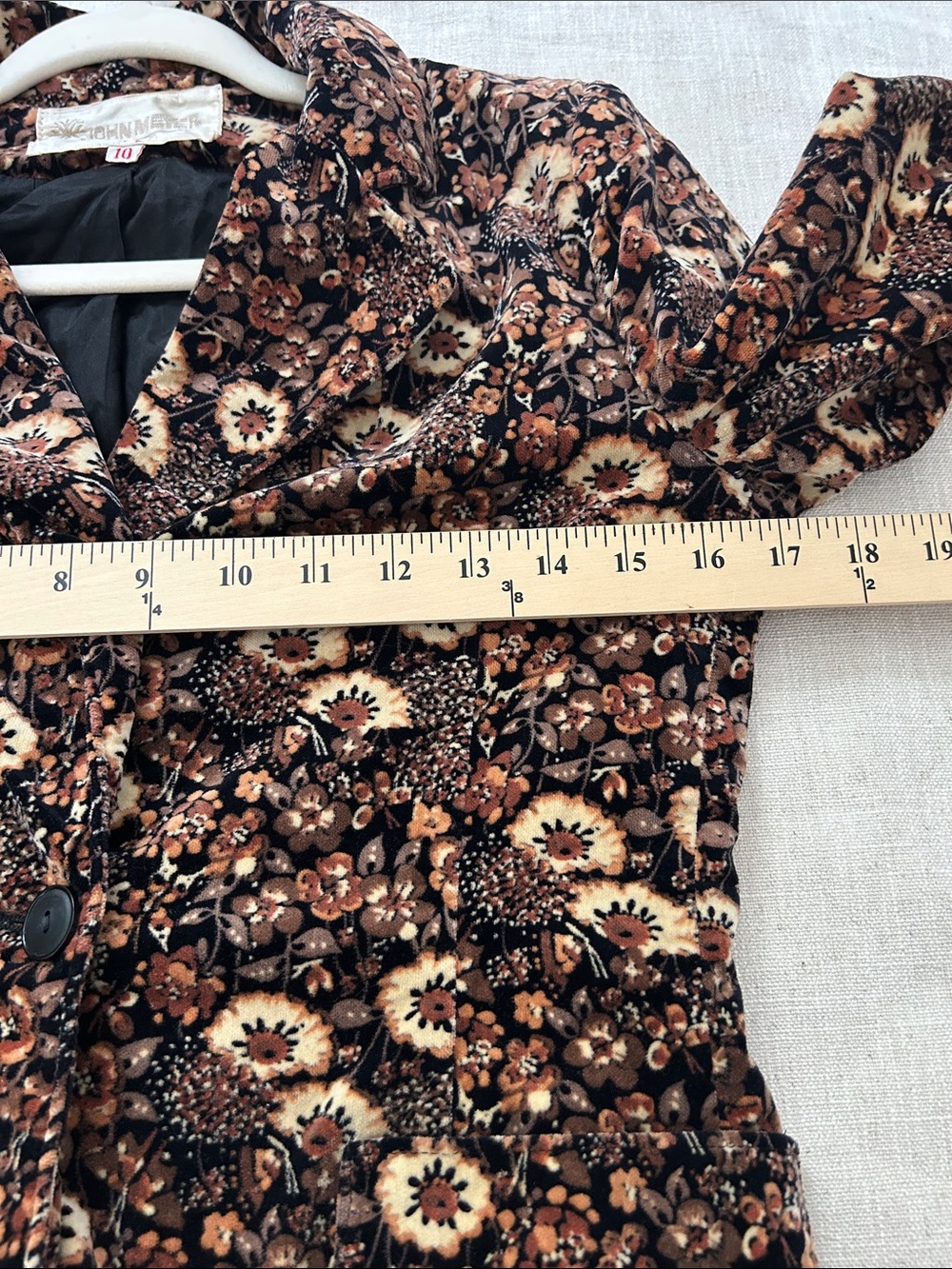 John Meyer Velvet Single-Button Blazer Tailored Fall Floral Bohemian Whimsigoth - Picture 8 of 14